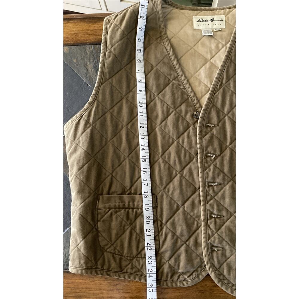Vintage Eddie Bauer Quilted TAN HUNTING /Western Vest XL~ RARE Find - Picture 9 of 10